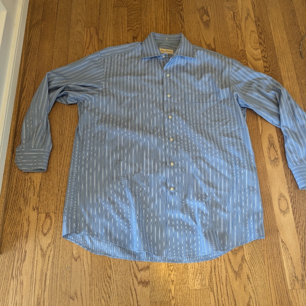 Tommy Bahama Men’s Long Sleeve Button Down Shirt Blue 100% Cotton Sz 16.5 32/33